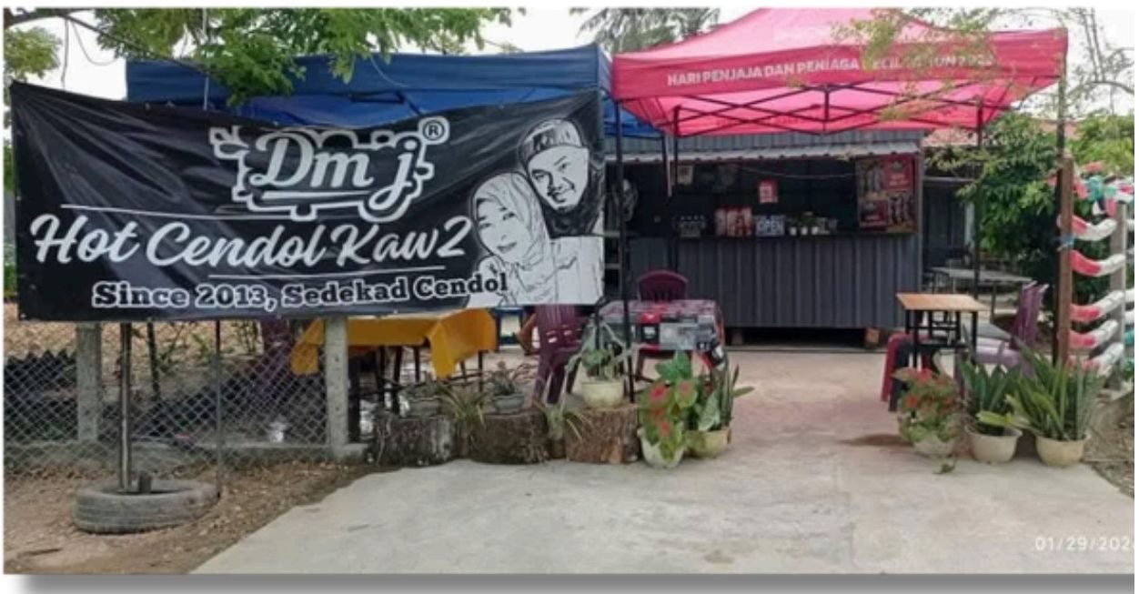 Kedai rasmi DMJ Hot Cendol Kaw2 di Kota Belud, Sabah