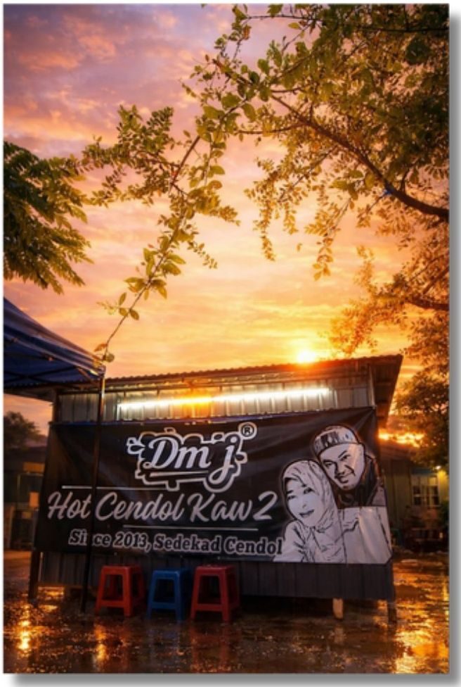 Gerai DMJ Hot Cendol Kaw2 pada waktu petang di Kota Belud